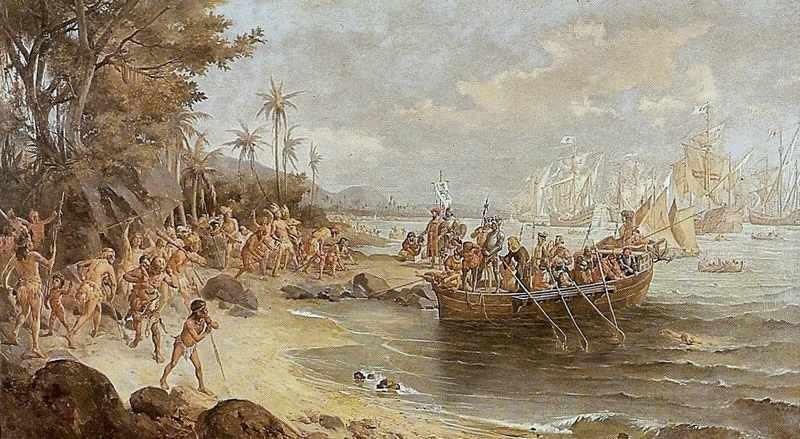 Desembarque de Pedro Álvares Cabral em Porto Seguro em 1500. Oscar Pereira da Silva – 1922